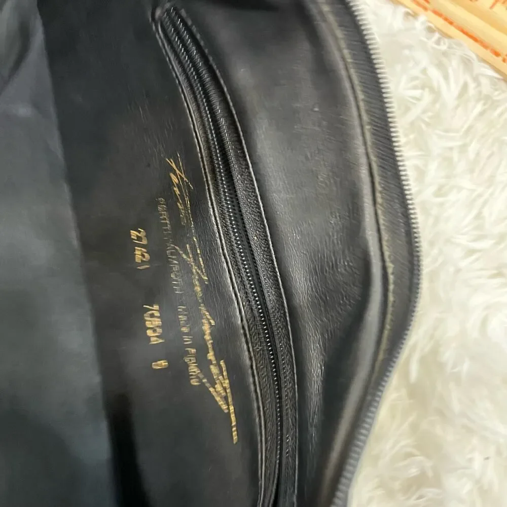Pertti Palmroth Black Crocodile Leather Tote Purse with Zipper‎ 14 in by 10in